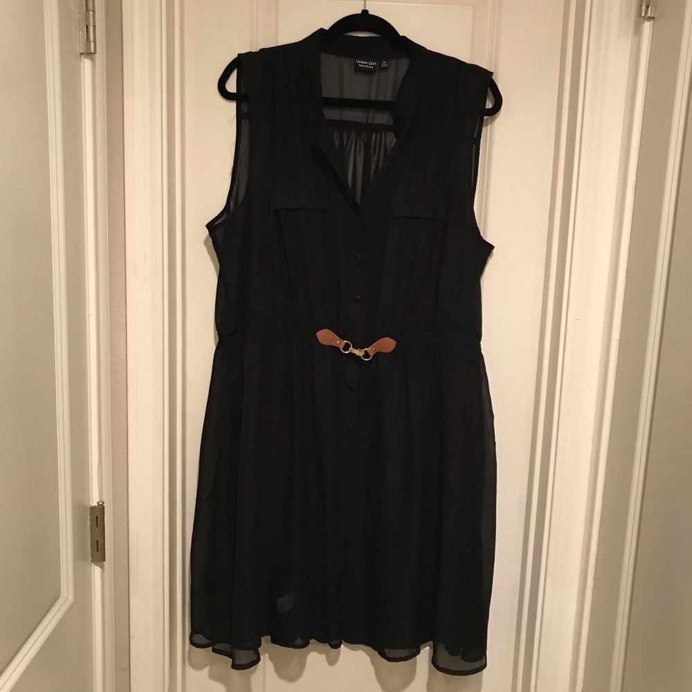 NWOT Urban Girl (Rainbow) Black Button Front Dress